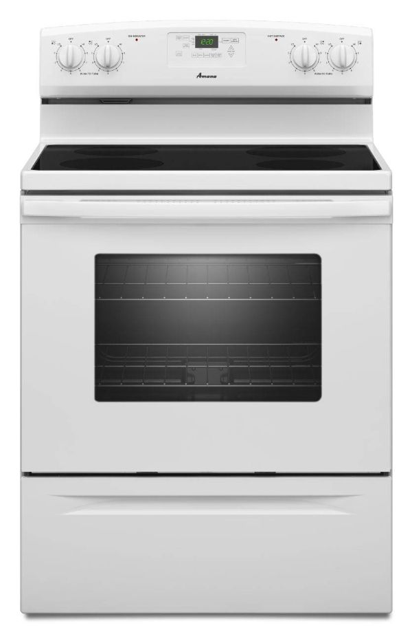 4.8 CU FT WHIRLPOOL AMANA FLAT TOP ELECTRIC RANGE - WHITE