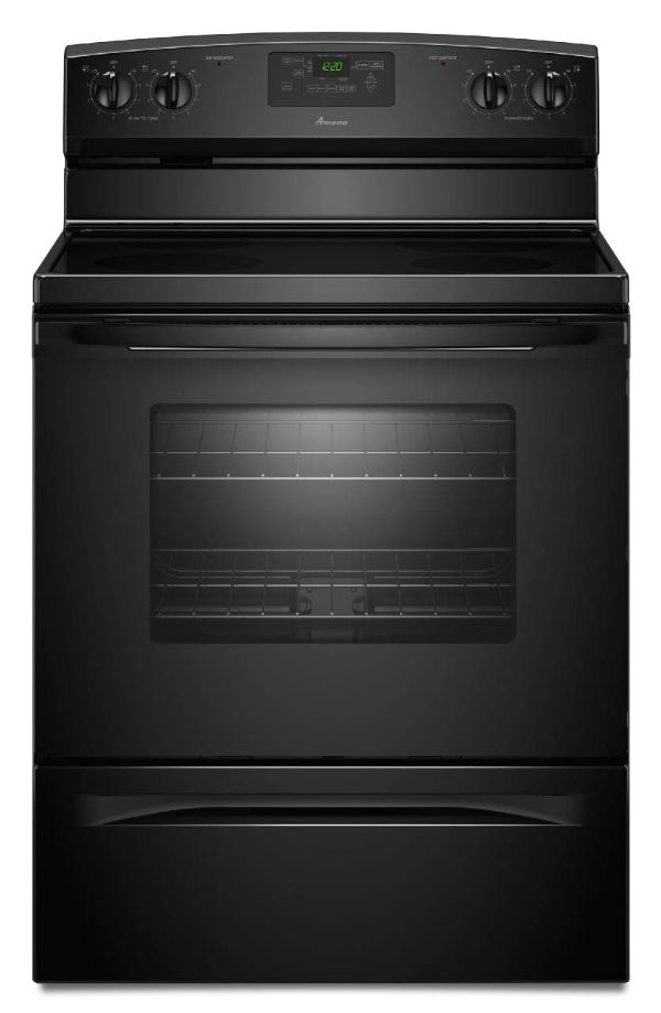 4.8 CU FT WHIRLPOOL AMANA FLAT TOP ELECTRIC RANGE - BLACK