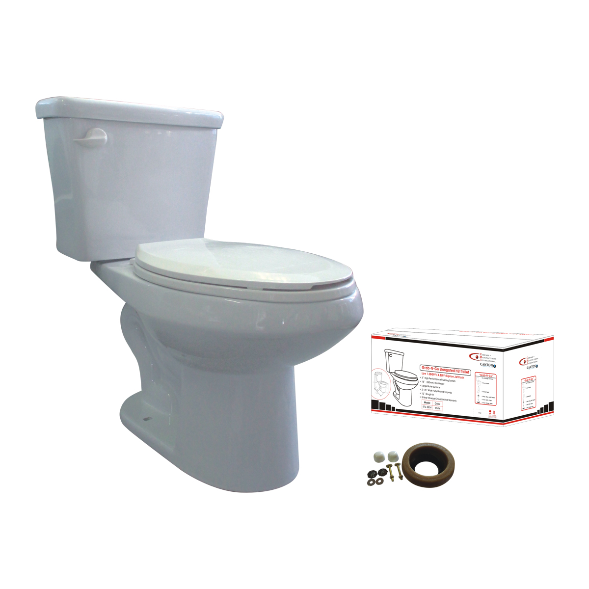 GRAB-N-GO ELONGATED TOILET