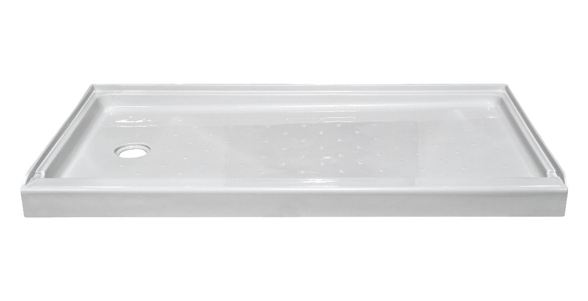 54x27 ACRYLIC SHOWER PAN LEFT HAND DRAIN - WHITE