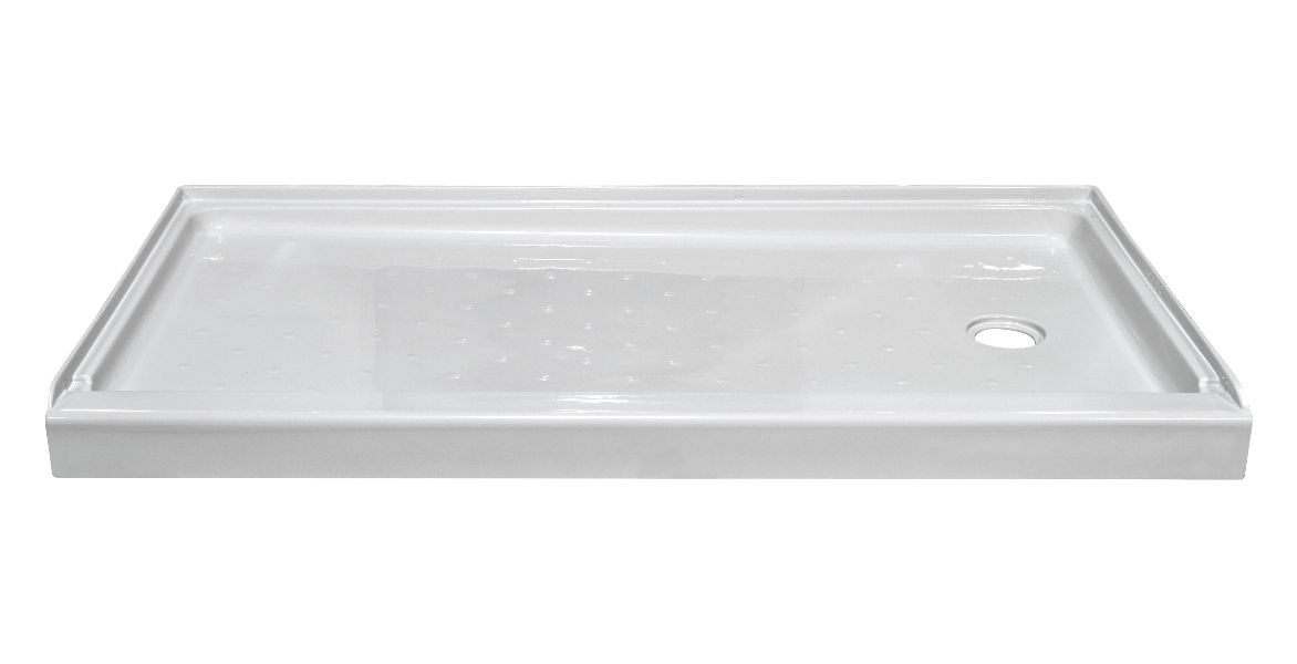 54x27 ACRYLIC SHOWER PAN RIGHT HAND DRAIN - WHITE