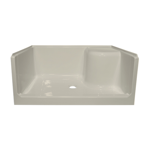 48x34 ELITE RIGHT SEAT SHOWER PAN - BISCUIT